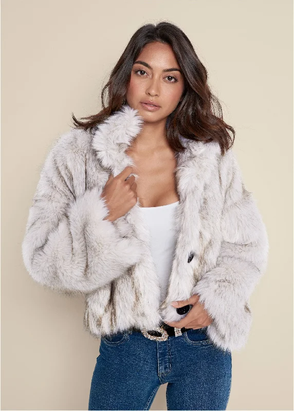 Faux-fur button coat - White