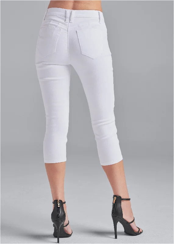 Bum lifter capri jeans - White