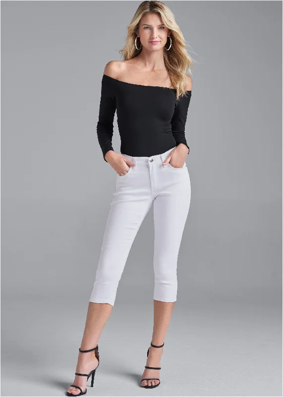 Bum lifter capri jeans - White