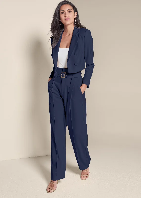 Belted suiting set - Navy