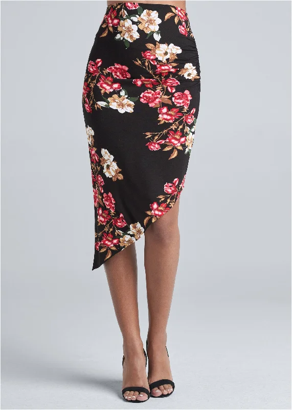 Easy midi skirt - Red Multi