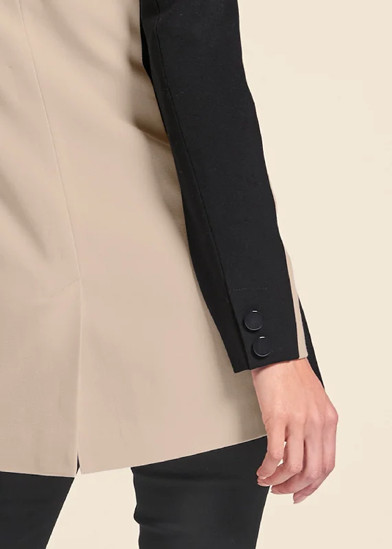 Color block boyfriend blazer - Black & Tan