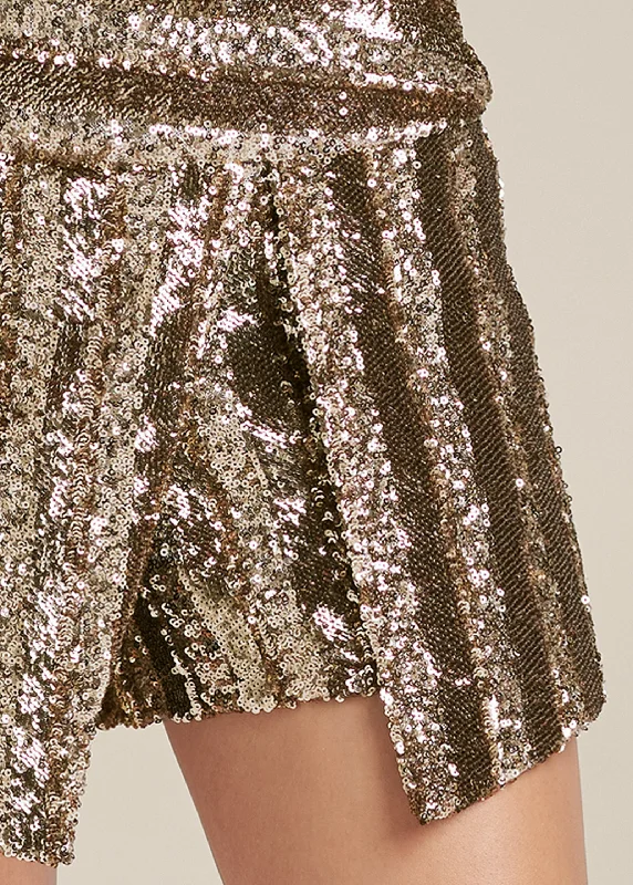 Allover sequin skort - Gold