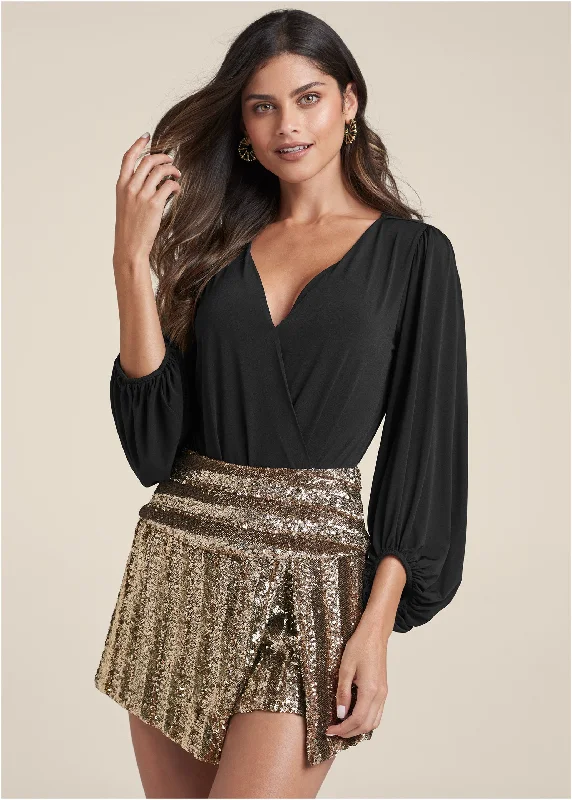 Allover sequin skort - Gold