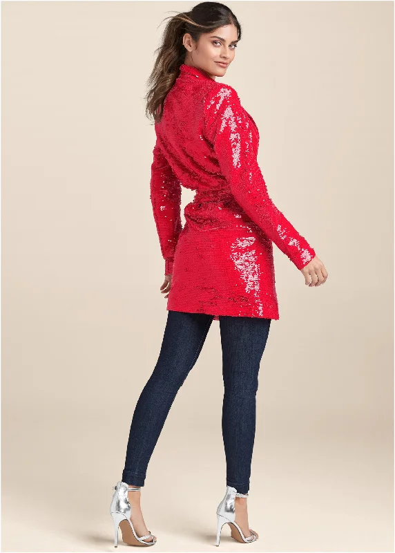 Allover sequin blazer - Red