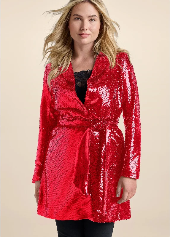 Allover sequin blazer - Red