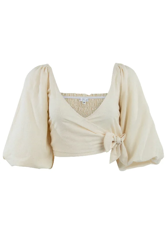 Linen wrap top - Cream